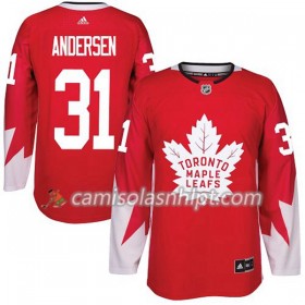 Camisola Toronto Maple Leafs Frederik Andersen 31 Adidas 2017-2018 Vermelho Alternate Authentic - Homem